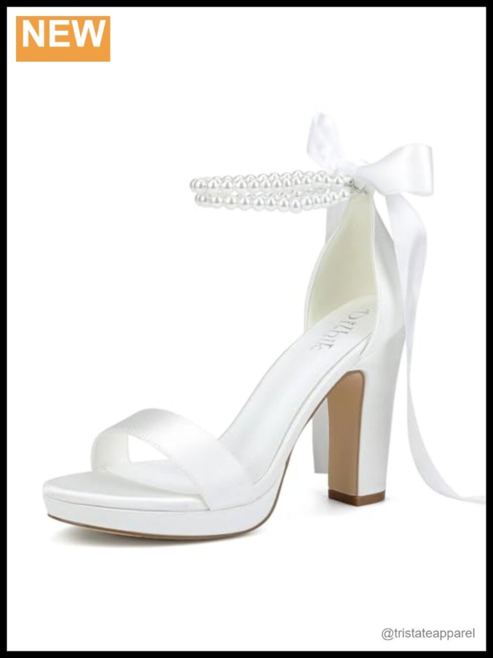 Platform Heels Wedding Shoes for Bride Pearl Heels Open Toe Bridal Heeled